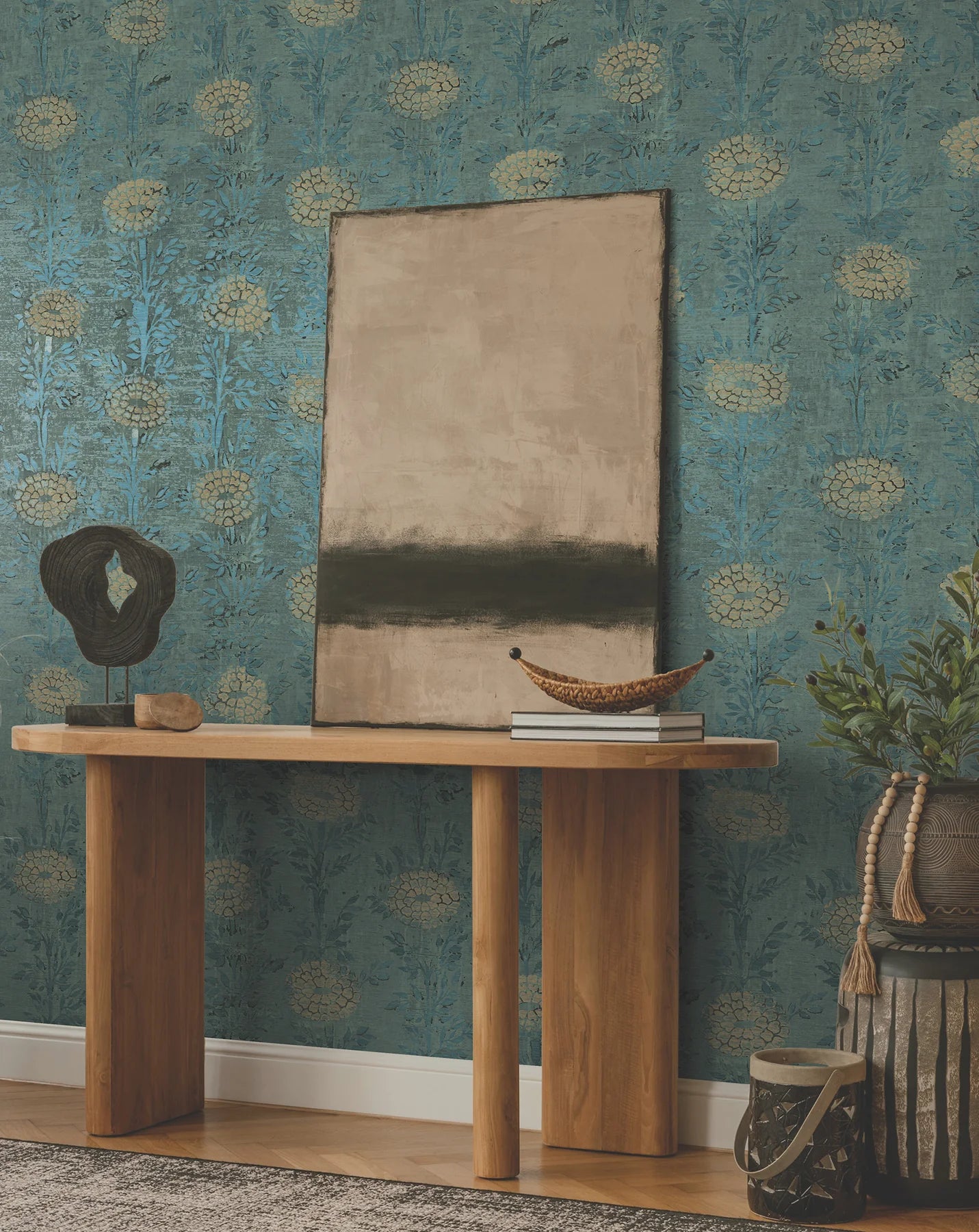 Tale/Gold Marigold Wallpaper