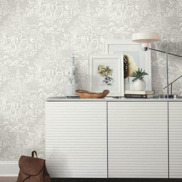 Chinoiserie Grey Wallpaper