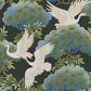 Sprig & Heron Black Wallpaper