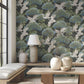 Sprig & Heron Black Wallpaper