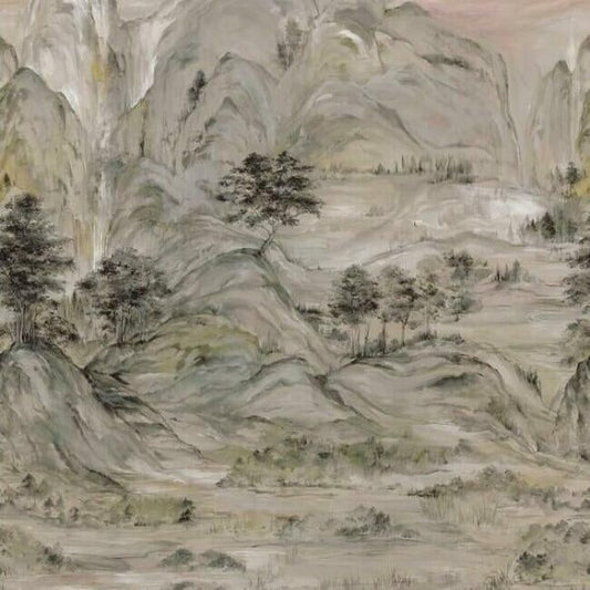 Misty Mountain Taupe Wall Mural