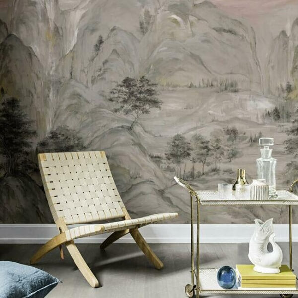 Misty Mountain Taupe Wall Mural