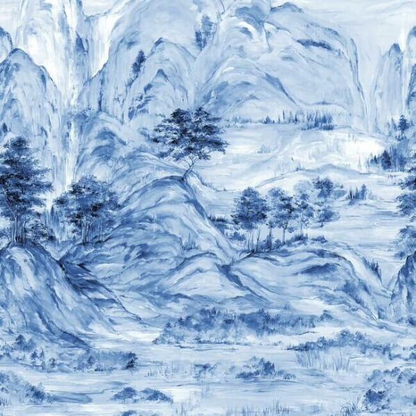 Misty Mountain Blue Wall Mural