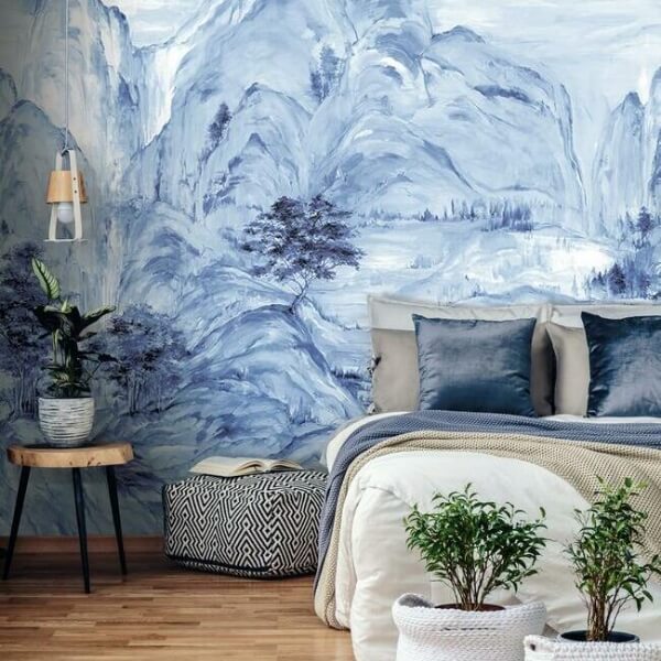 Misty Mountain Blue Wall Mural