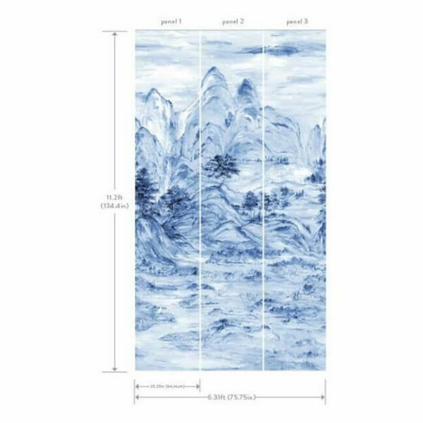 Misty Mountain Blue Wall Mural
