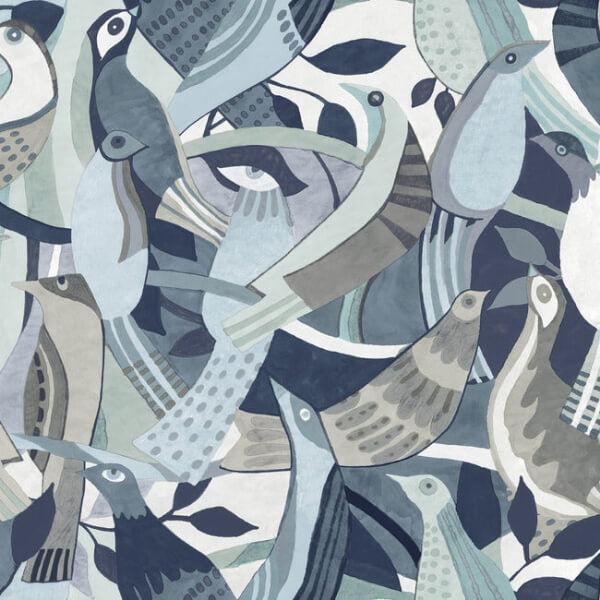 Fauvist Flock Blue Wallpaper