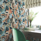 Fauvist Flock Coral & Aqua Wallpaper