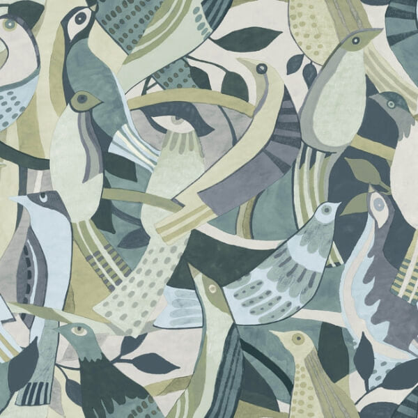 Fauvist Flock Green Wallpaper