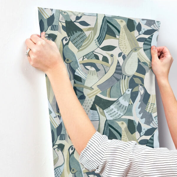 Fauvist Flock Green Wallpaper