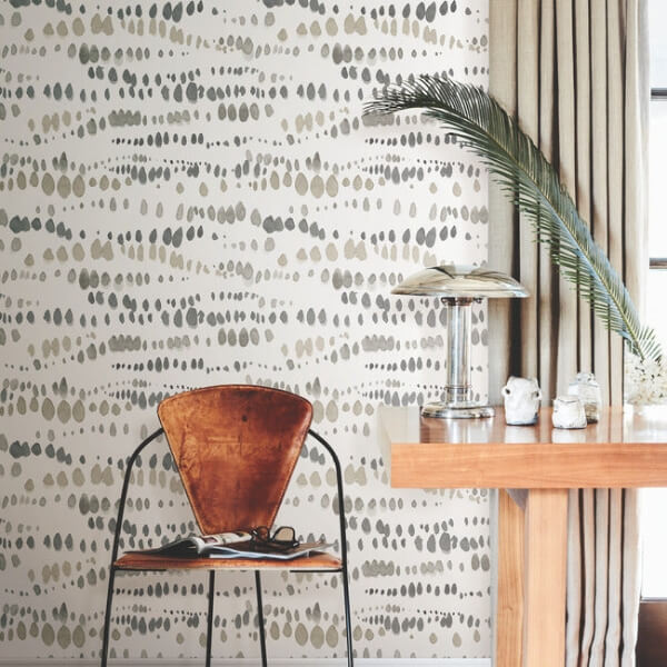 Dewdrops Black & Taupe Wallpaper