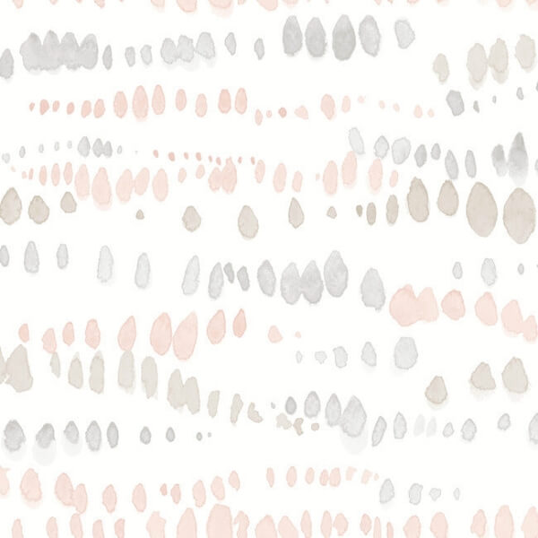 Dewdrops Pink & Grey Wallpaper