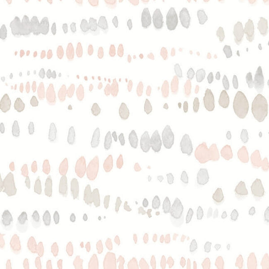 Dewdrops Pink & Grey Wallpaper