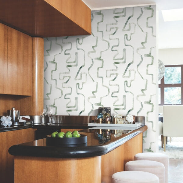 Abstract Aura Green & Grey Wallpaper