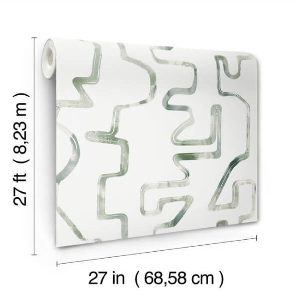 Abstract Aura Green & Grey Wallpaper