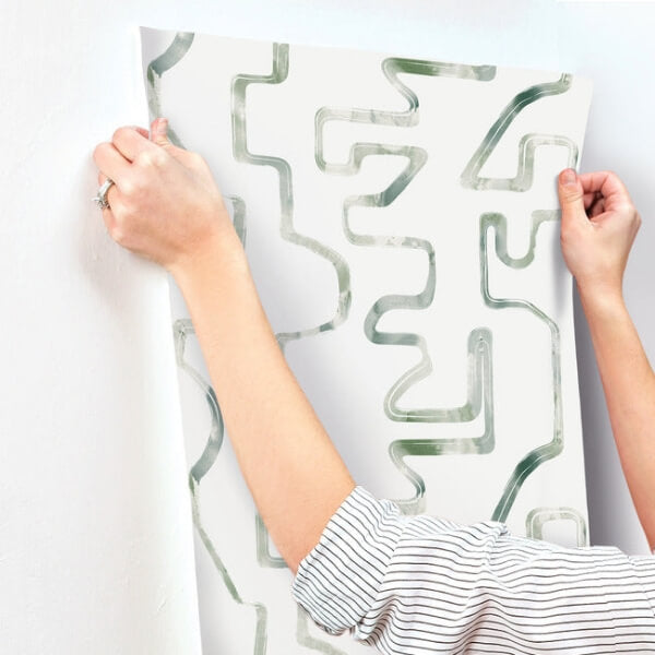 Abstract Aura Green & Grey Wallpaper