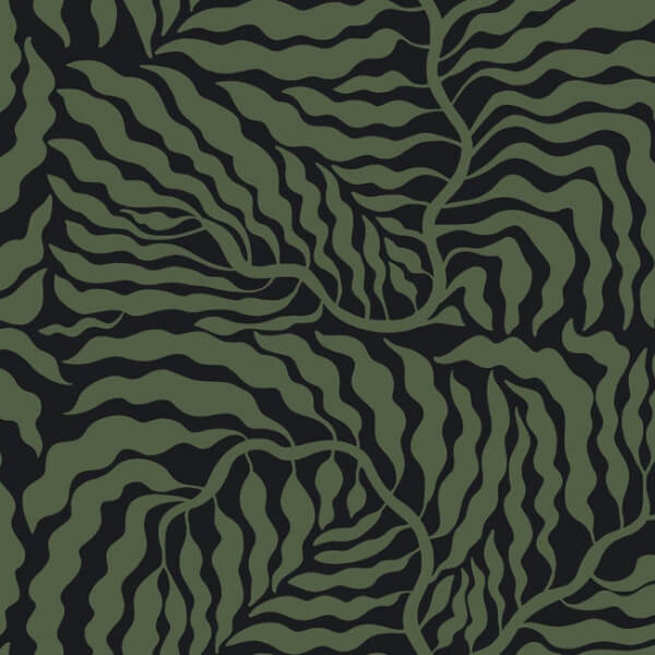 Fern Fronds Black & Green Wallpaper