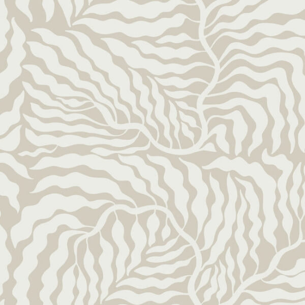 Fern Fronds Taupe & White Wallpaper