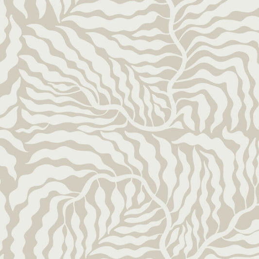 Fern Fronds Taupe & White Wallpaper