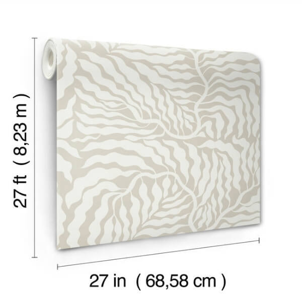 Fern Fronds Taupe & White Wallpaper