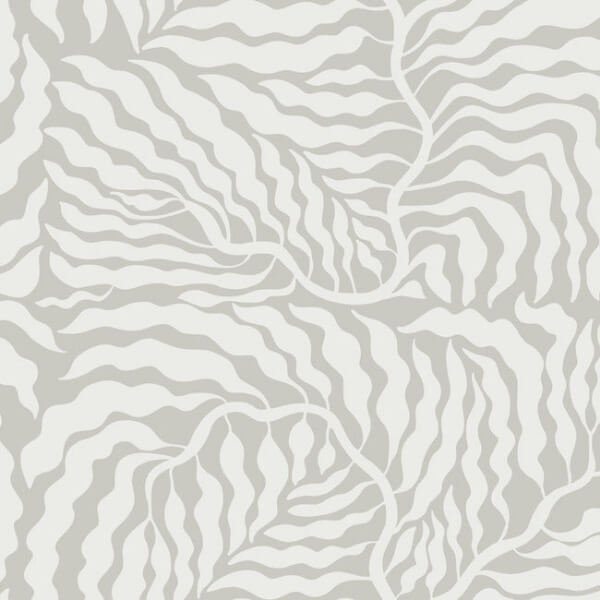 Fern Fronds Grey & White Wallpaper