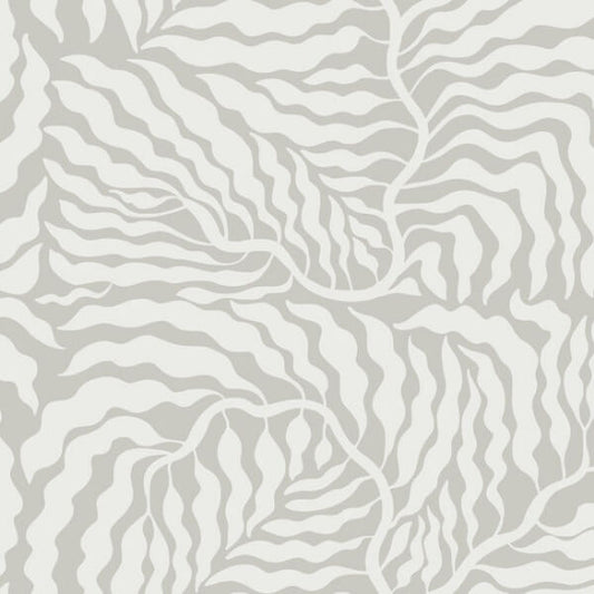 Fern Fronds Grey & White Wallpaper