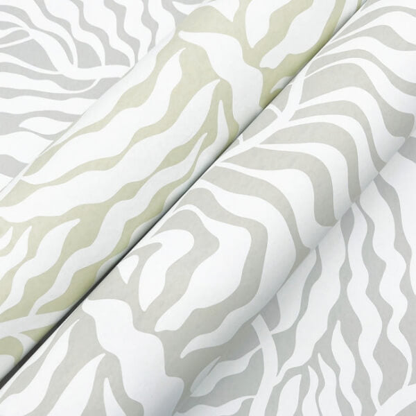 Fern Fronds Light Green & White Wallpaper