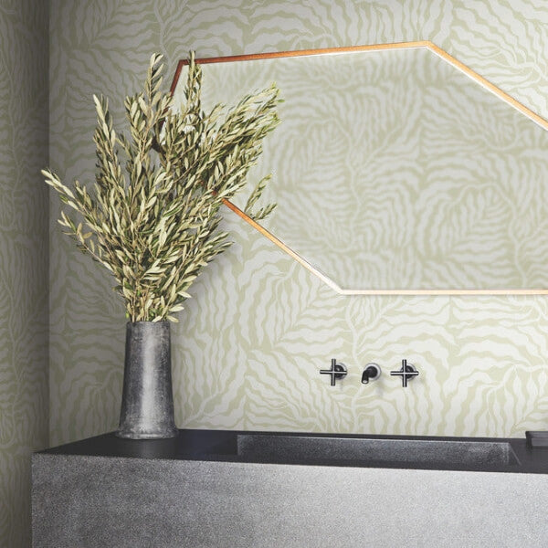 Fern Fronds Light Green & White Wallpaper