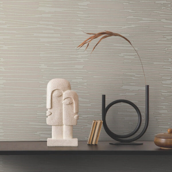 Water Reed Thatch Clay & Silver Wallpaper