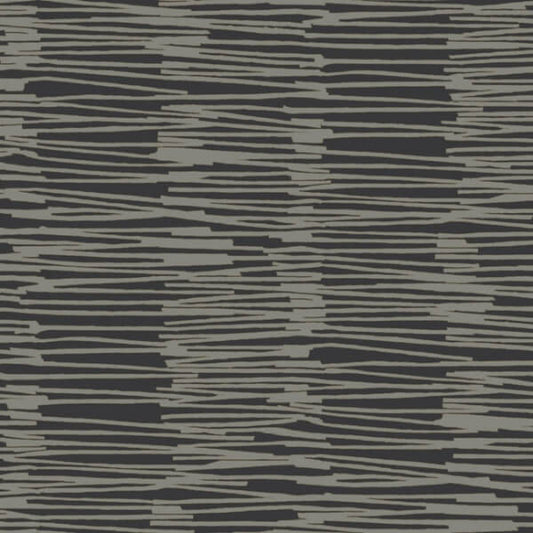 Water Reed Thatch Black & Gold Wallpaper