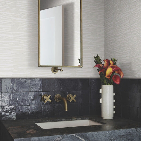 Water Reed Thatch Ivory & Glint Wallpaper