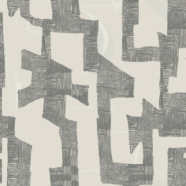 Modern Tribal Linen & Charcoal Wallpaper