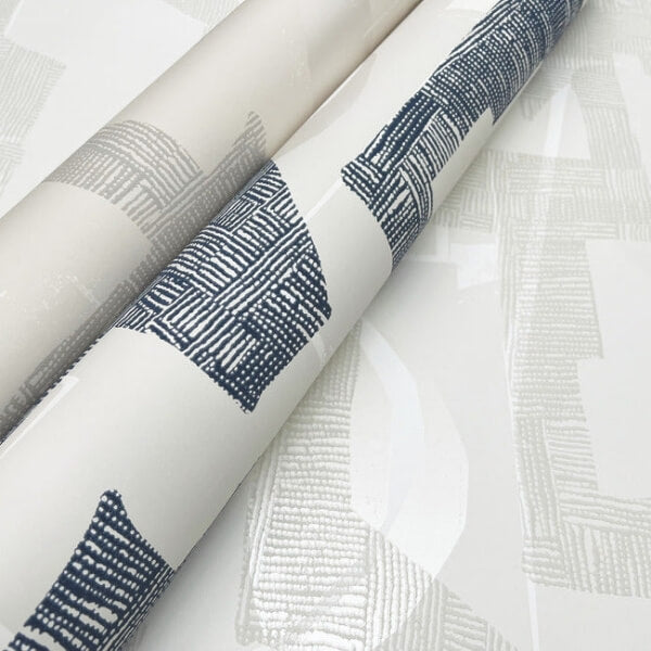 Modern Tribal Almond & Navy Wallpaper