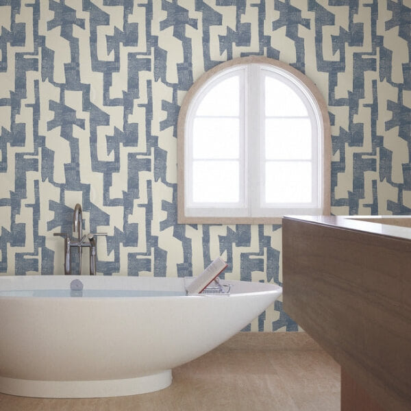 Modern Tribal Almond & Navy Wallpaper