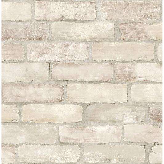 Limewashed Bone Weathered Brick Wallpaper