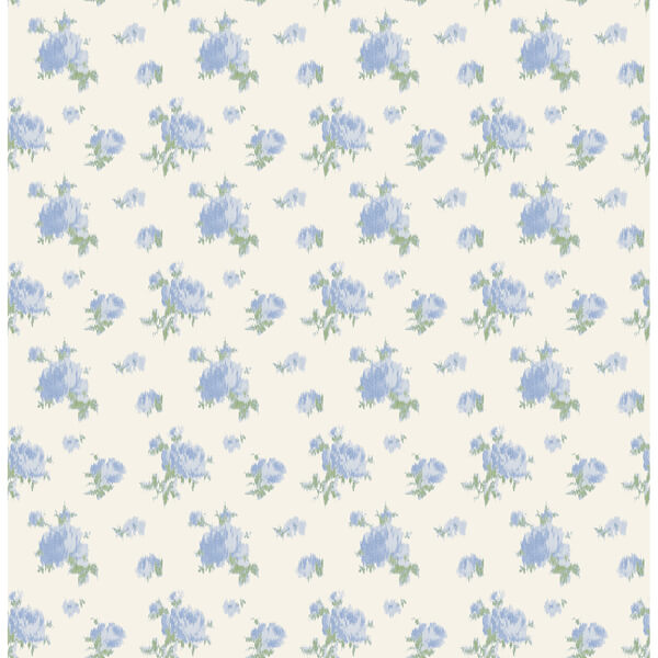 Ikat Rose Blue Small Print Wallpaper