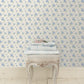 Ikat Rose Blue Small Print Wallpaper
