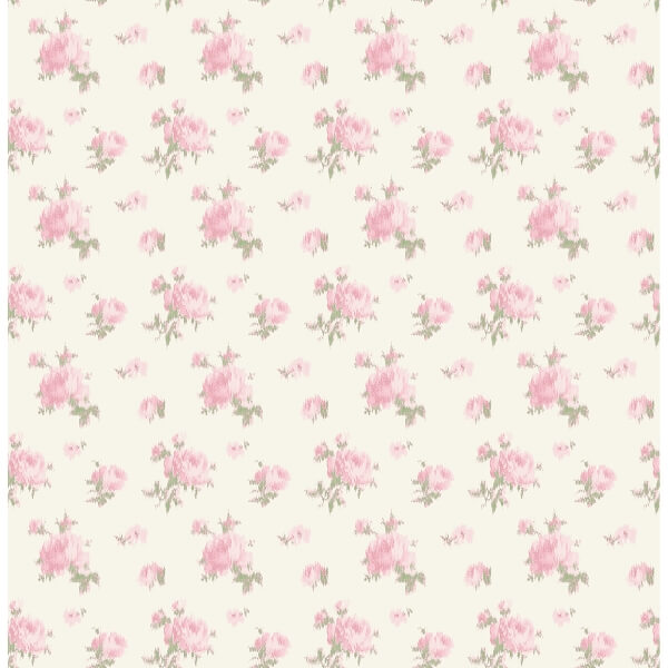 Ikat Rose Tinted Petals Small Print Wallpaper
