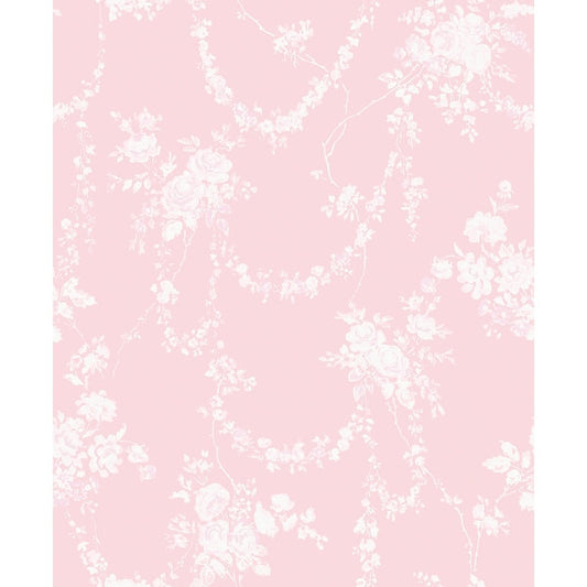 Chandelier Gates Easter Pink Floral Drape Wallpaper