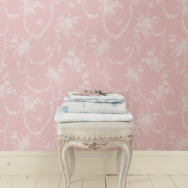 Chandelier Gates Easter Pink Floral Drape Wallpaper