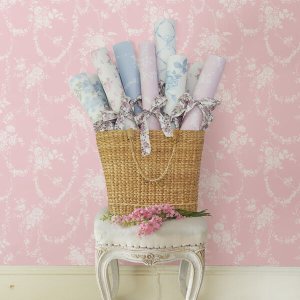 Chandelier Gates Easter Pink Floral Drape Wallpaper