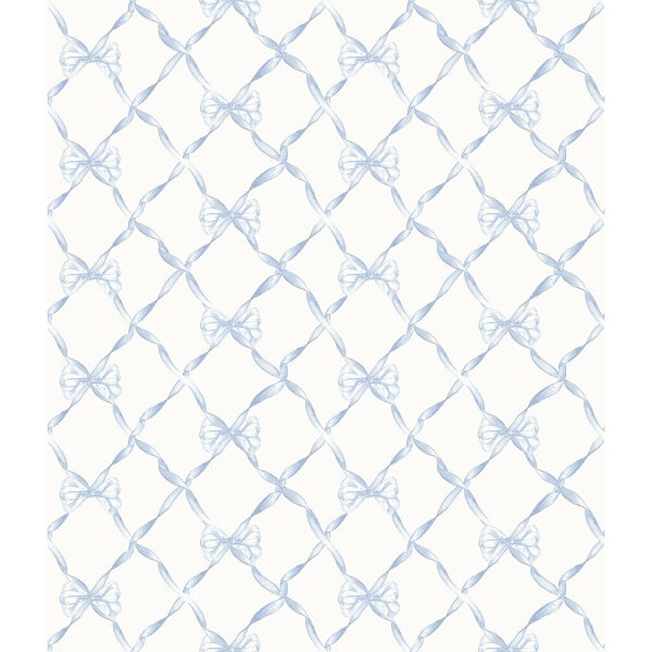 Baby Bow Blue Bella Ribbon Ribbon Trellis Wallpaper