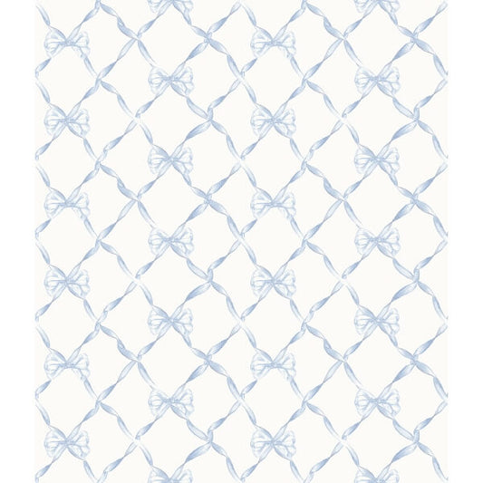 Baby Bow Blue Bella Ribbon Ribbon Trellis Wallpaper