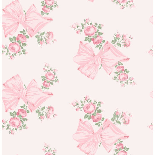 Rosa Beaux Pink Mint Large Bow Spot Wallpaper