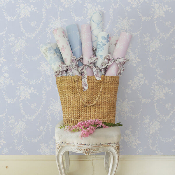 Chandelier Gates Blue Gemstone Floral Drape Wallpaper