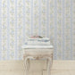 Blooming Heirloom Blue Romance Rose Stripe Wallpaper