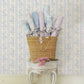 Blooming Heirloom Blue Romance Rose Stripe Wallpaper
