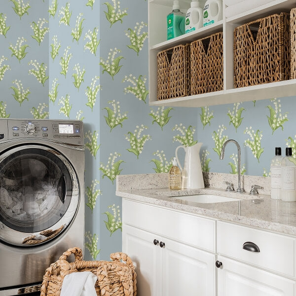 Farmington Blue Heather Lily of the Valley Wallpaper