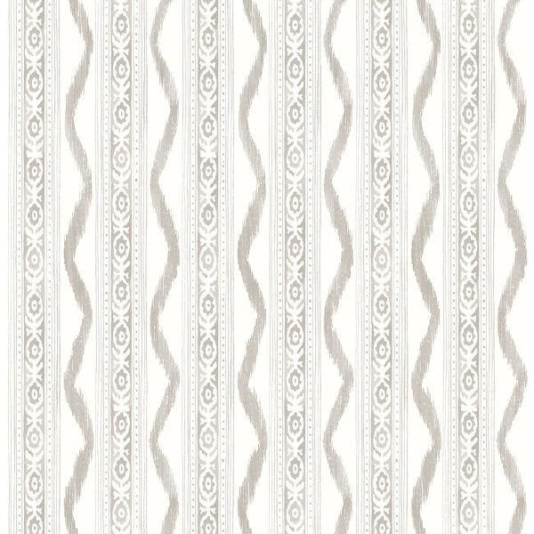 Rhys Stone IKAT Stripe Wallpaper