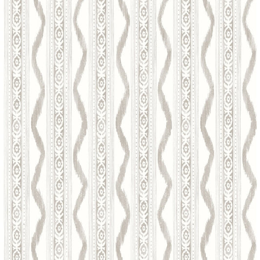 Rhys Stone IKAT Stripe Wallpaper