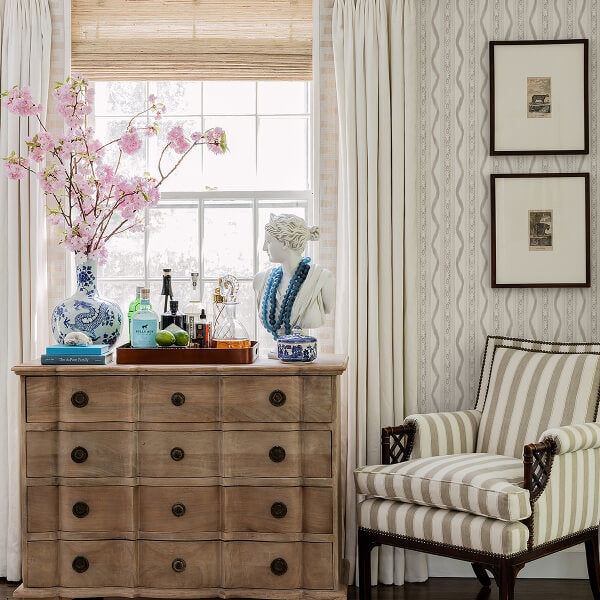 Rhys Stone IKAT Stripe Wallpaper
